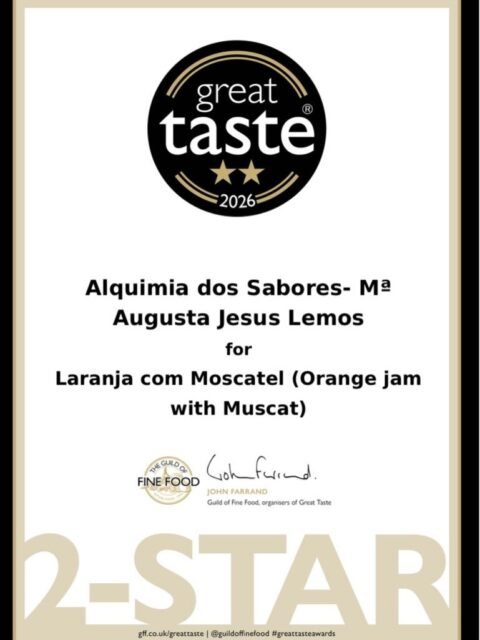 É sempre bom receber boas notícias 
Hoje recebemos uma muito boa, o doce de Tamarilho com Pimenta Rosa recebeu 2 estrelas no Great Taste Awards 2026
O doce de Laranja com moscatel renova as 2 estrelas obtidas o ano passado 
#greattasteawards #alquimiadossabores #doces #jam #greattaste2026